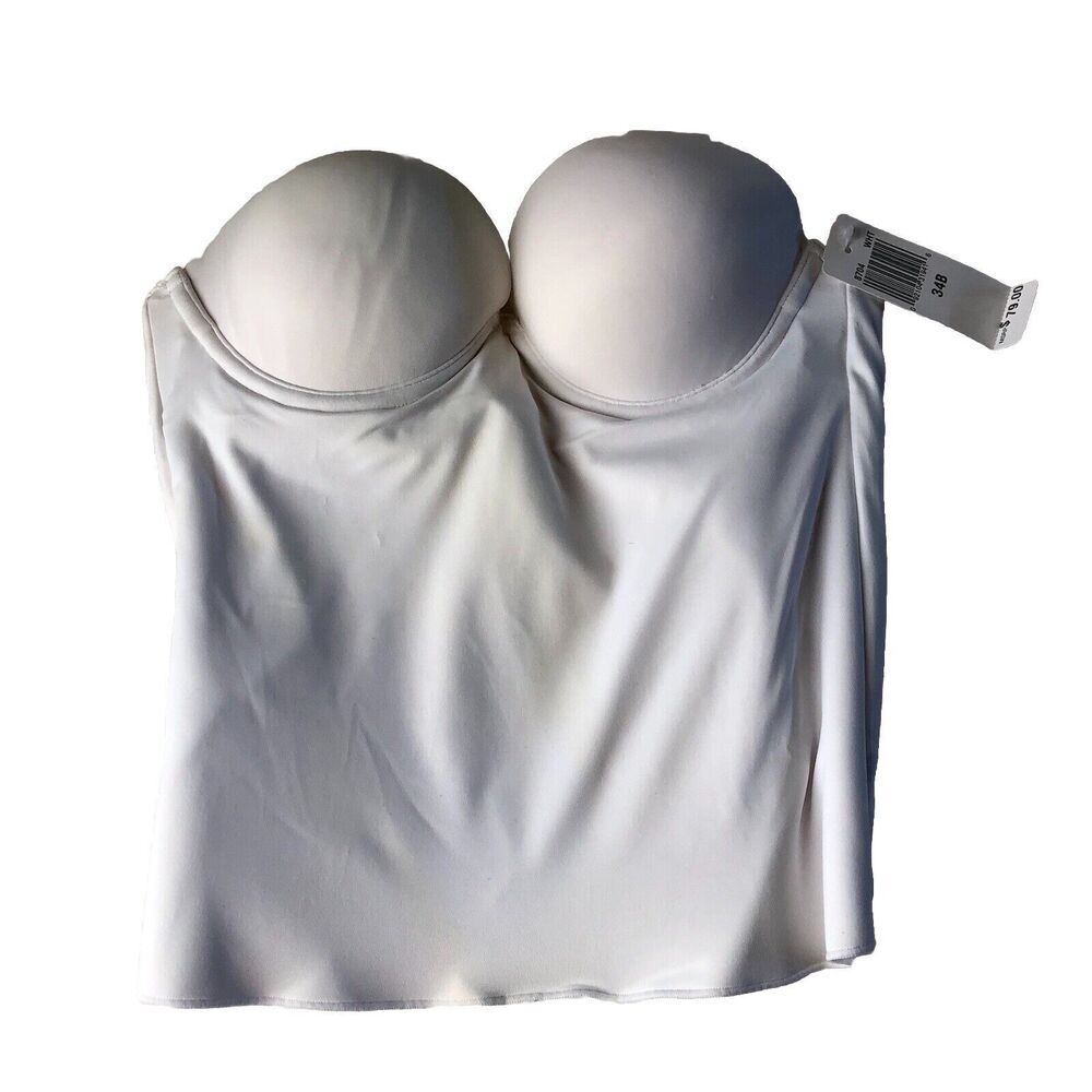 Felina 8704 UW PU Strapless Low Back White Bustier Corset Bra Bridal Formal 34B